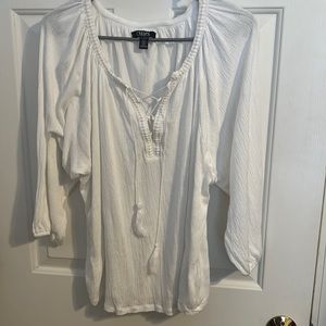 CHAPS by Ralph Lauren XL white boho top